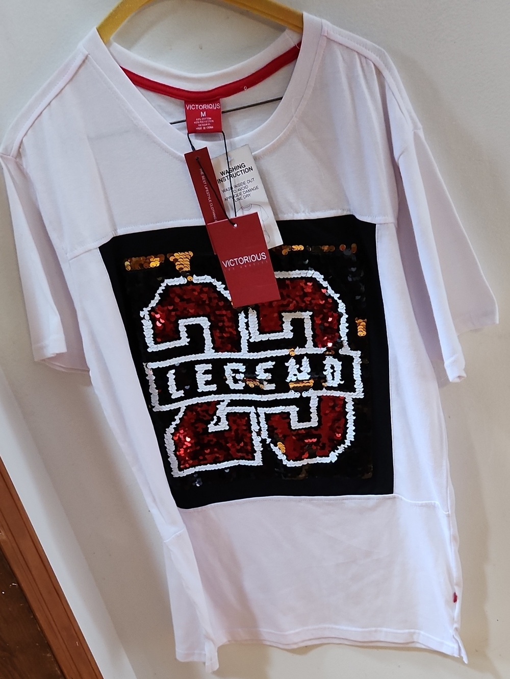 NEW White 'Legend 23' Sequin Tee